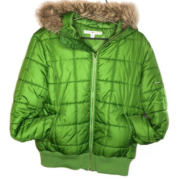 tommy hilfiger green puffer jacket